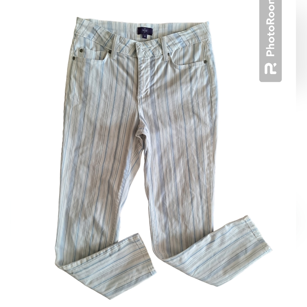 NYDJ light wash stripped ankle jeans, 4